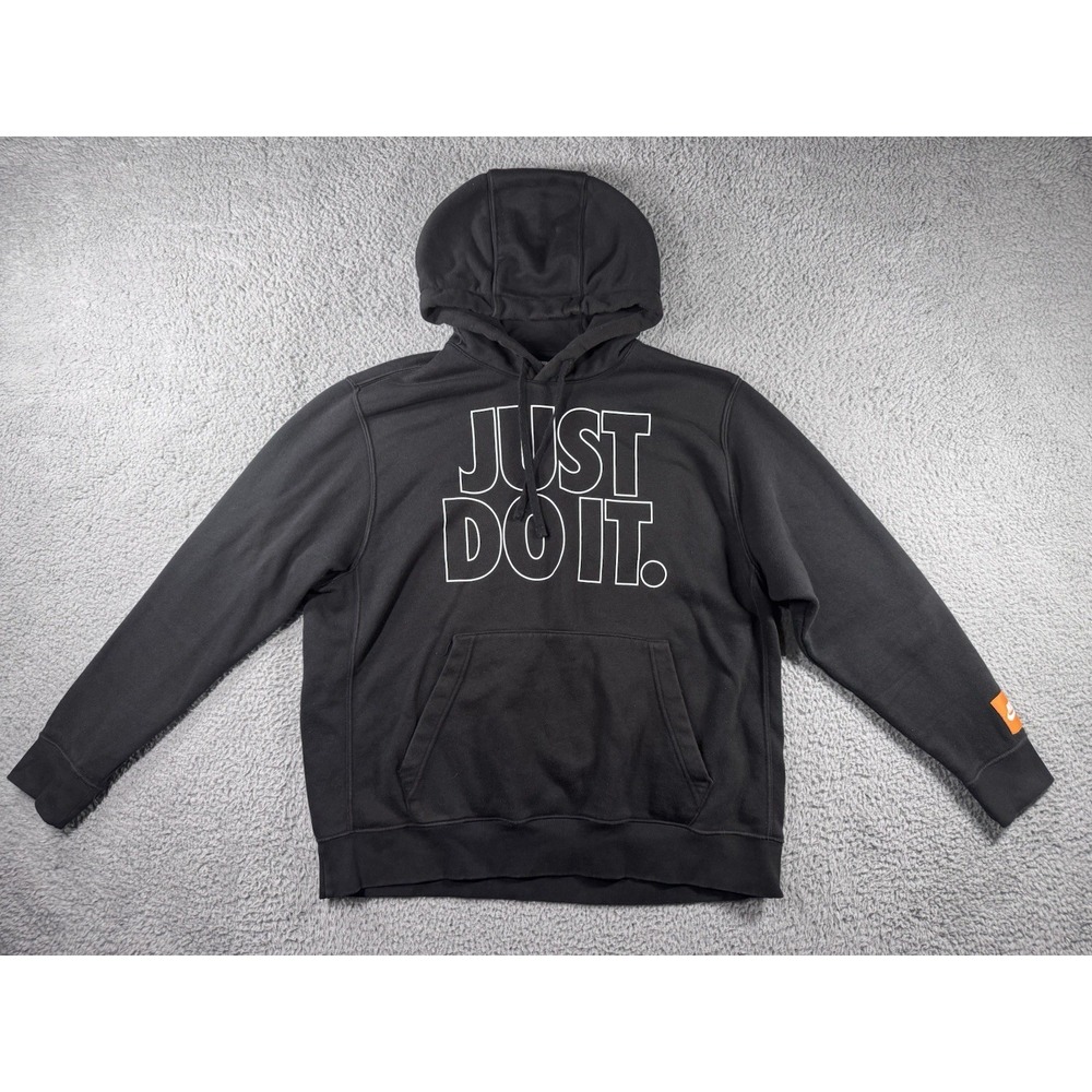 Nike Just Do It Hoodie Men XL Graphic Print 90s Y2k Orange Tab Pullover